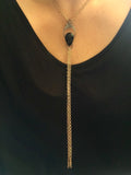 lariat fringe necklace - black onyx